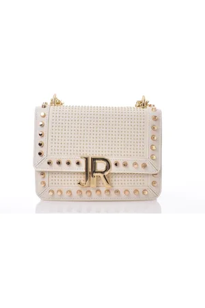 John Richmond Taske, Dame, Hvid, ONE SIZE, Uld, Hvid Skuldertaske med Guld Studs