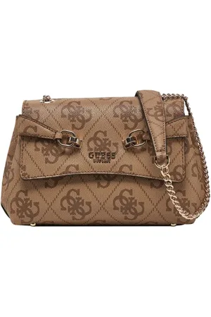 Guess Taske, Dame, Brun, ONE SIZE, Uld, Brun håndtaske med gyldne detaljer