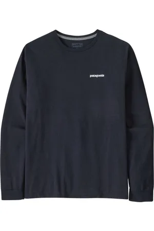 Patagonia Top, Herre, Blå, S, Bomuld, Grafisk Logo Langærmet Responsibili-Tee® Ny Marineblå