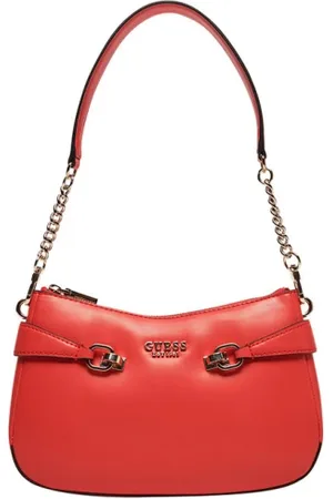 Guess Taske, Dame, Rød, ONE SIZE, Uld, Rød Imiteret Læder Håndtaske med Guld Detaljer