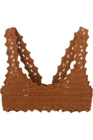 ERMANNO SCERVINO Top, Dame, Brun, S, Bomuld, Brun Hæklet Top Bomuld Håndlavet