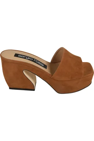 Sergio Rossi Sko, Dame, Brun, 36 EU, Læder, Brun Læder Sandaler