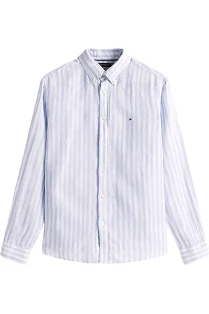 Tommy Hilfiger Skjorte, Herre, Blå, M, Linned, Linned Essential Stribe Skjorte