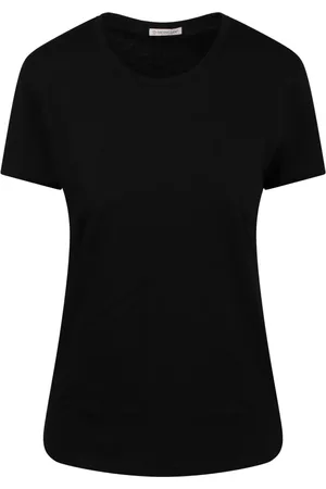 Moncler Top, Dame, Sort, L, Bomuld, Logo Patch Crew Neck T-shirt