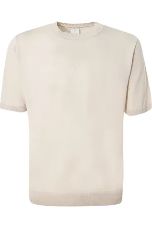 ELEVENTY Strik, Herre, , M, Bomuld, Kortærmet Crewneck Sweater Sand