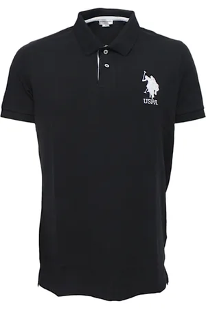 U.S. Polo Assn. Top, Herre, Sort, M, Bomuld, Bomuld Polo Shirt Kort Ærme Logo