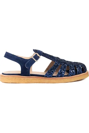 ANGULUS Sko, Dame, Blå, 39 EU, Uld, Blå Glitter Sandal med Ankelrem