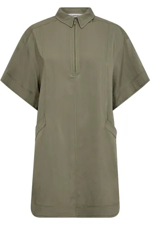 Co`Couture Kjole, Dame, Grøn, S, Uld, Cargo Kjole med Korte Ærmer