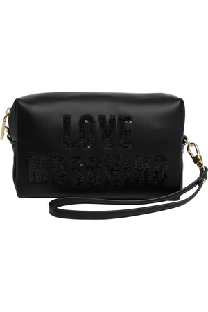 Moschino Taske, Dame, Sort, ONE SIZE, Logo Toiletry Taske med Glans
