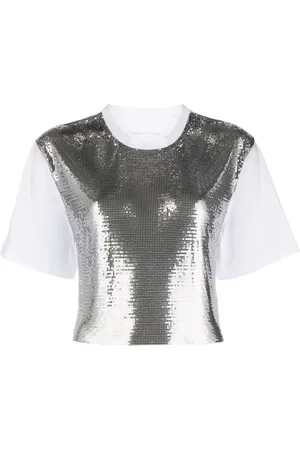 Paco rabanne Top, Dame, Grå, S, Metallic Top til et elegant look