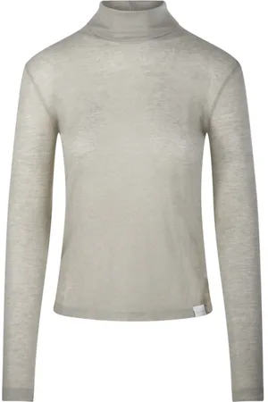 Sandbeige Strik, Dame, , S, Uld, Turtleneck Sweater i Khaki