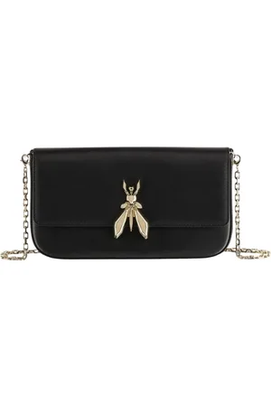 Patrizia Pepe Taske, Dame, Sort, ONE SIZE, Læder, Læder Magnetisk Clutch med Aftagelig Strop