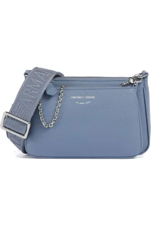 Emporio Armani Taske, Dame, Blå, ONE SIZE, Uld, Blå Mini Taske med Justerbar Strop og Lynlåslukning