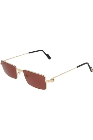 Cartier Tilbehør, unisex, Gul, 54 MM, Rektangulære metal solbriller model Ct0501S