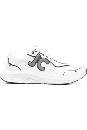 Roberto Cavalli Sko, Herre, Hvid, 42 EU, Hvide Sneakers med Tyk Gummisål