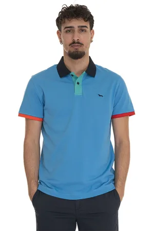 HARMONT&BLAINE Top, Herre, Blå, L, Polo shirt