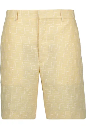 Fendi Shorts, Herre, Gul, M, Linned, Gul Linned Shorts Forår-Sommer 2025