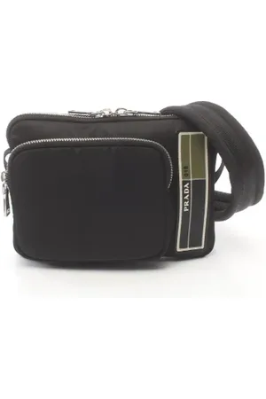 Prada Pre-owned, Herre, Sort, ONE SIZE, Uld, Pre-owned Canvas crossbody-tasker