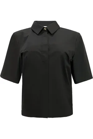 Liberté Bluser & Skjorter, Dame, Sort, 2XL, Bomuld, Sort bue skjorte med korte ærmer