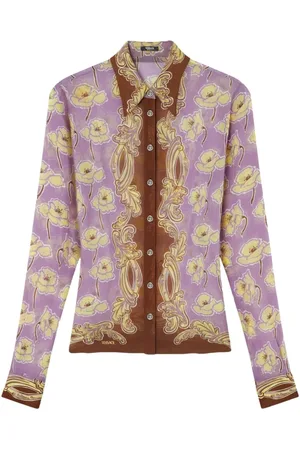 VERSACE Bluser & Skjorter, Dame, Flerfarvet, S, Lilla knaplukning langærmet bluse