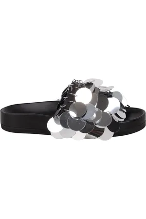 Paco rabanne Sko, Dame, Grå, 36 EU, Læder, Sølv Paillet Slip-On Sandaler