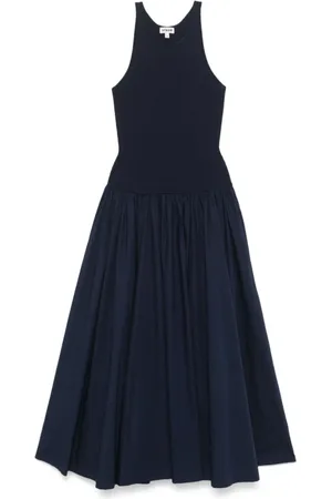 Staud Kjole, Dame, Blå, L, Navy Ribbed Racerback Kjole