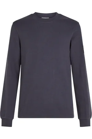 Calvin Klein Strik, Herre, Blå, M, Bomuld, Bomuld Langærmet T-shirt