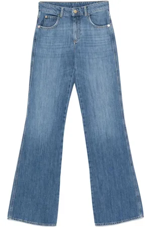 Emporio Armani Jeans, Dame, Blå, W26, Bomuld, Logo Lynlås Jeans Fem-Lomme Design