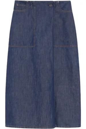 Max Mara Nederdel, Dame, Blå, 2XS, Denim, Blå Denim Lang Nederdel med Bælte