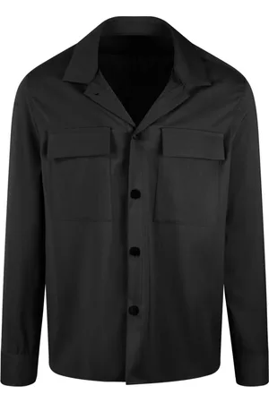 LOW BRAND Jakke, Herre, Sort, XL, Uld, Tropisk Uld Overshirt