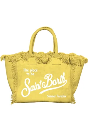 MC2 SAINT BARTH Taske, Dame, Gul, ONE SIZE, Bomuld, Frynset bomuldskanvas taske med logo