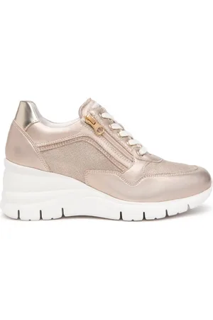 Nero Giardini Sko, Dame, Gul, 35 EU, Læder, Lamineret læder kile sneakers til kvinder