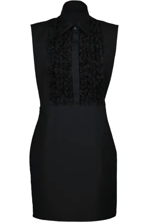 Moschino Kjole, Dame, Sort, XS, Sort poplin kjole med høj hals