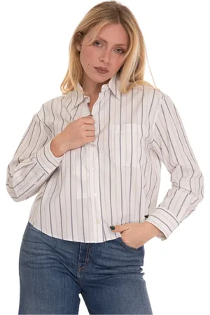 Max Mara Bluser & Skjorter, Dame, Hvid, S, Bomuld, Stribet Bomuldsskjorte