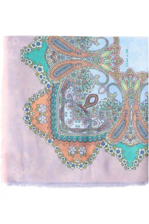 Etro Tilbehør, Dame, Flerfarvet, ONE SIZE, Bomuld, Blomstret Paisley Jacquard Bomuldssjal