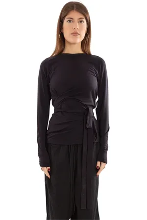Y-3 Top, Dame, Sort, M, Sort 3-Stripes Tie Langærmet Tee