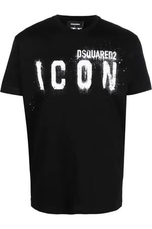 Dsquared2 Top, Herre, Sort, 2XL, Bomuld, Iconic Logo Spray T-shirt