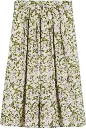 Max Mara Nederdel, Dame, Grøn, M, Bomuld, Bomuld Lang Nederdel