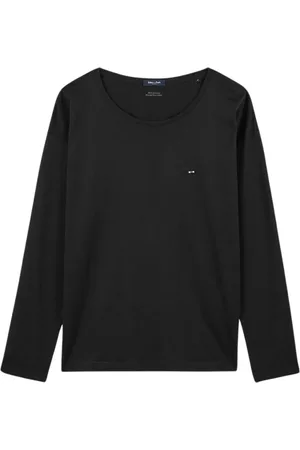 Eden Park Top, Dame, Sort, XS, Bomuld, Langærmet Pima Bomuld T-Shirt