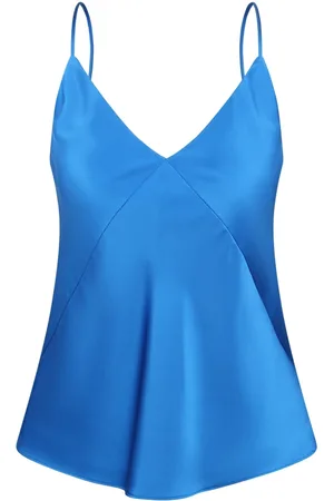 Max Mara Top, Dame, Blå, S, Ærmeløs V-hals Quassia Top