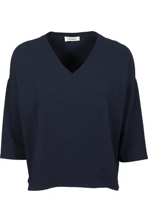 KANGRA CASHMERE Strik, Dame, Blå, L, Uld, Blå Viskose Crew Neck Top