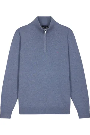 Eden Park Strik, Herre, Blå, S, Bomuld, Herre Zip-Up Uld & Bomuld Sweater