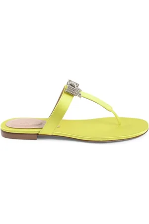 DEE OCLEPPO Sko, Dame, Gul, 35 EU, Satin, Gule Satinsandaler med Swarovski-bue