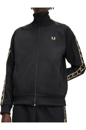 Fred Perry Sweathshirts & Hoodies, Herre, Sort, 2XL, Bomuld, Kontrast Bånd Tracktop Bomuld Polyester Regular Fit