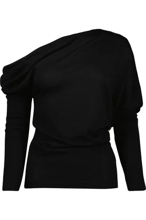 Moschino Top, Dame, Sort, S, Uld, Draped Uldtrøje