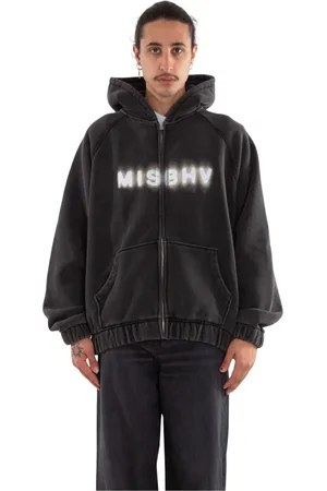 MISBHV Sweathshirts & Hoodies, Herre, Sort, S, Bomuld, Oversize Zip Hoodie i Vasket Sort