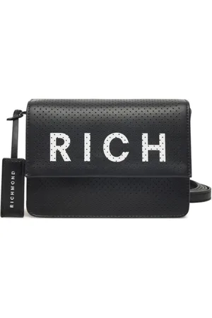 John Richmond Taske, Dame, Sort, ONE SIZE, Uld, Sort Crossbody Taske med Hvidt Logo