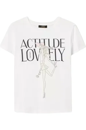 Twin-Set Top, Dame, Hvid, S, Uld, Logo Print T-Shirt