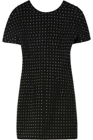 Sportmax Kjole, Dame, Sort, M, Rhinestone Crew Neck Kjole