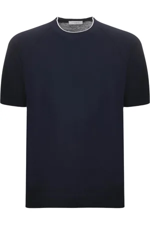 Paolo Pecora Top, Herre, Blå, 2XL, Bomuld, Blå Honningkage T-shirt med Kontrast Trim